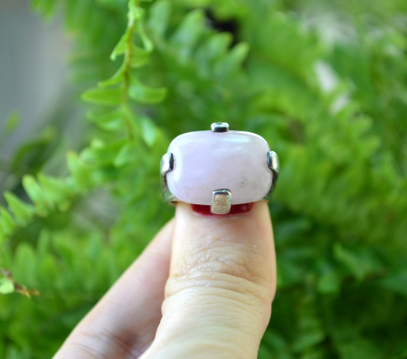 Inel argint masiv vintage, Pink Quartz [3]