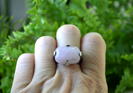 Inel argint masiv vintage, Pink Quartz [1]