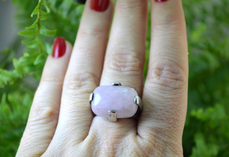 Inel argint masiv vintage, Pink Quartz [2]
