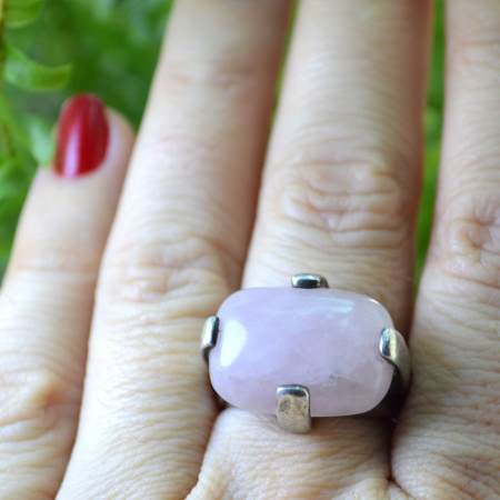 Inel argint masiv vintage, Pink Quartz [1]