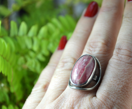 Inel argint Mid-Century, rodocrozit, semnat [1]