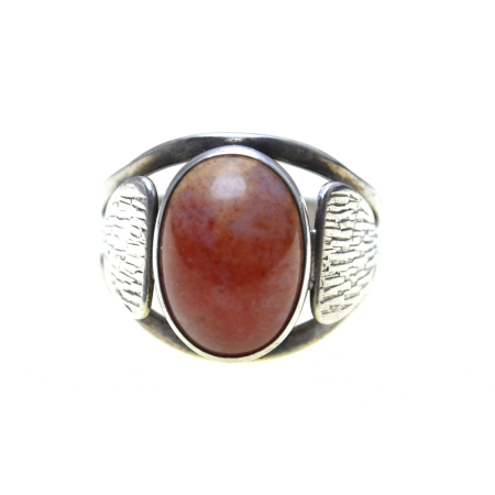 Inele argint - Inel argint Mid-Century, Strawberry Quartz, semnat