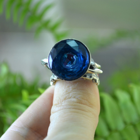 Inel argint modernist, Blue Crystal A Vintage Collection [2]