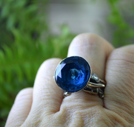 Inel argint modernist, Blue Crystal A Vintage Collection [3]