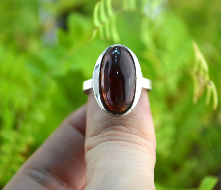 Inel argint modernist, chihlimbar natural, Polonia [3]