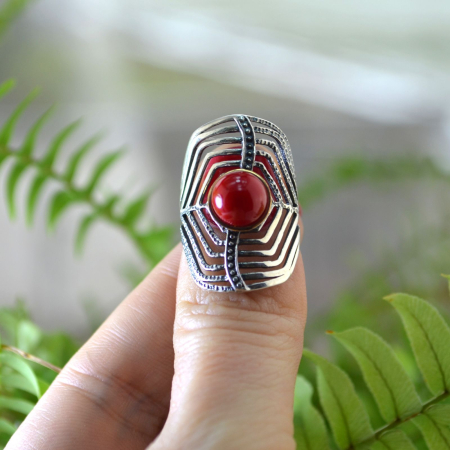 Inel argint modernist, Coral, design geometric A Vintage Collection [3]