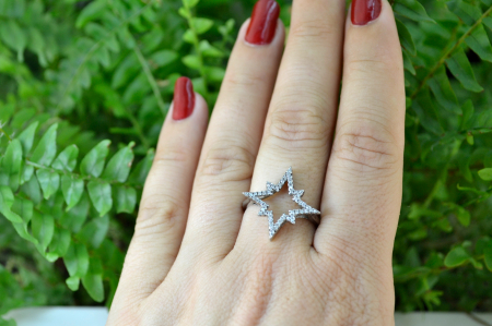Inel argint modernist model Steaua Nordului cristale cubic zirconia [1]