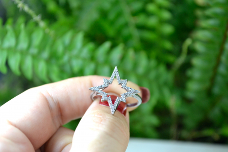 Inel argint modernist model Steaua Nordului cristale cubic zirconia [2]