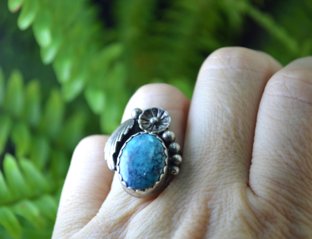 Inel argint Navajo Feather vintage, turcoaz natural [1]