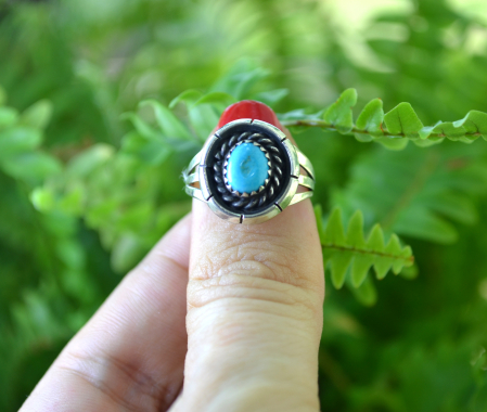 Inel argint Navajo vintage, turcoaz natural Kingman [3]