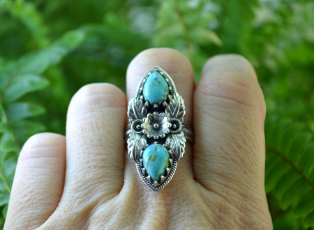 Inel argint Navajo vintage, Turcoaze naturale [2]