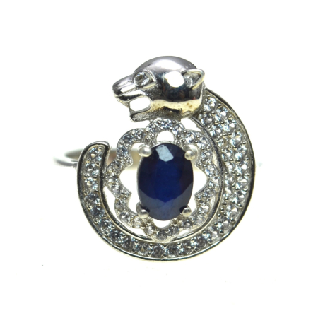 Inele argint - Inel argint "Panthera", safir natural si cristale CZ