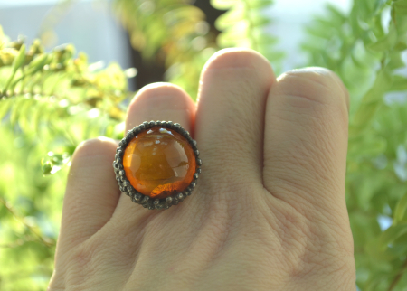 Inel argint scandinav vintage, chihlimbar natural A Vintage Collection [2]