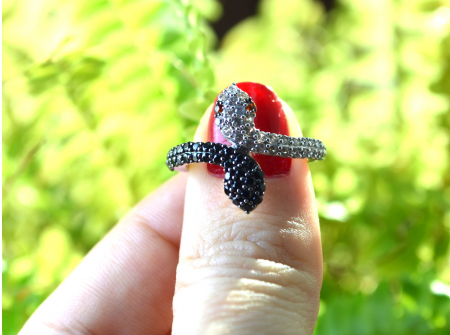Inel argint Snakes, cristale Cubic zirconia [3]
