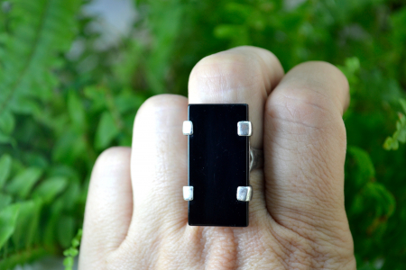 Inel argint statement, Black Onyx, atelier romanesc [2]