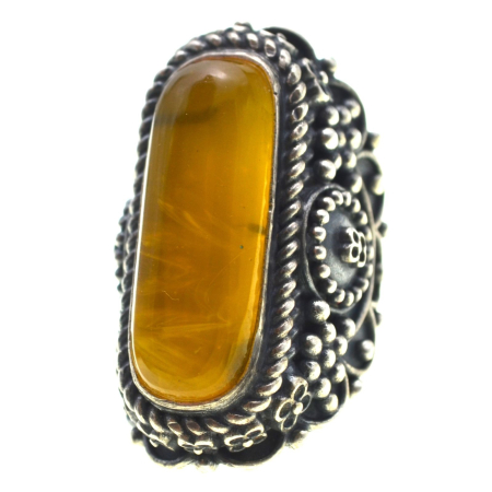 Inele argint - Inel argint statement, Chihlimbar Baltic galben-miere A Vintage Collection
