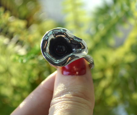 Inel argint statement floral granat natural A Vintage Collection [3]