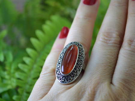 Inel argint statement vintage, carneol si marcasite A Vintage Collection [1]