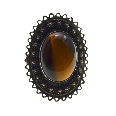 Pietre naturale - Inel argint statement vintage, Ochi de tigru, Israel a vintage collection