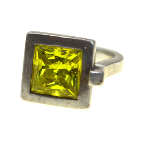 Inele argint - Inel argint statement vintage Peridot CZ