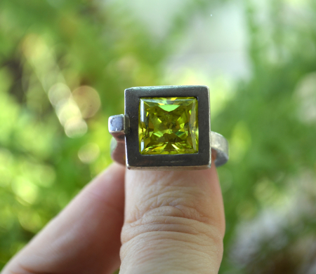 Inel argint statement vintage Peridot CZ [1]