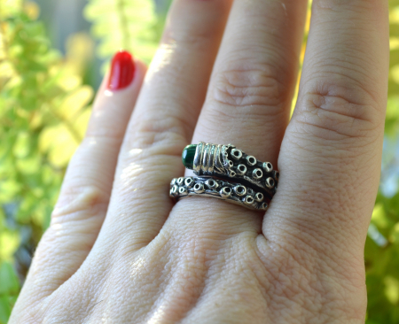 Inel argint Tentacle, malachit [1]