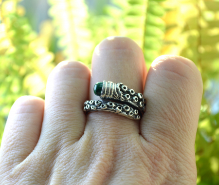 Inel argint Tentacle, malachit [2]