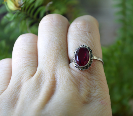 Inel argint vechi Art Deco, Garnet Bohemian Crystal [2]
