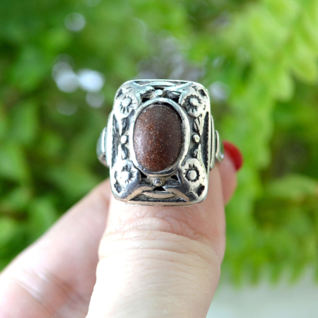 Inel argint vechi Art Nouveau cu Piatra soarelui | A Vintage Collection [3]