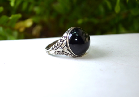 Inel argint vechi de barbat, model Chevalier, onix [3]