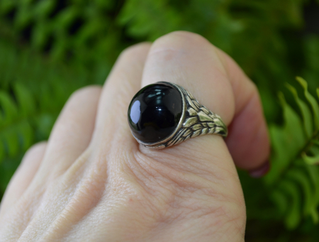 Inel argint vechi de barbat, model Chevalier, onix [2]