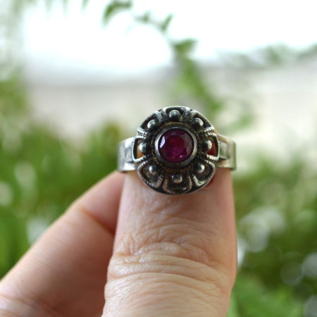 Inel argint vechi Floral cluster, rubin A Vintage Collection [3]