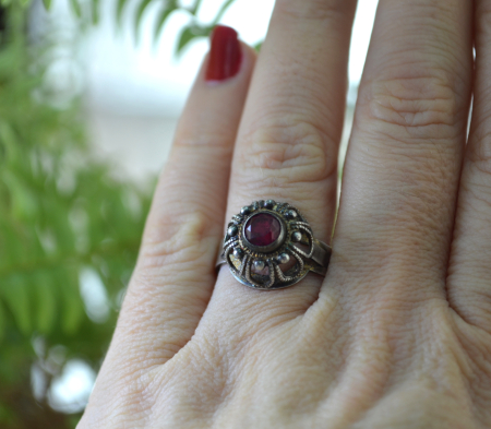 Inel argint vechi Floral cluster, rubin A Vintage Collection [3]