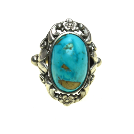 Inele argint - Inel argint vechi, interbelic, turcoaz natural