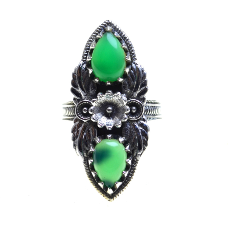 Inele argint - Inel argint vintage, Apple Green Chalcedony