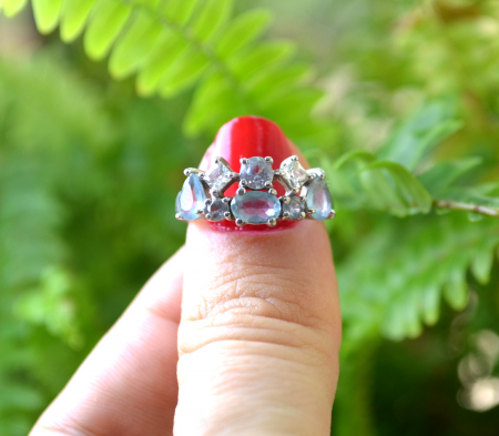 Inel argint vintage,  Aquamarine si Diamond CZ [3]