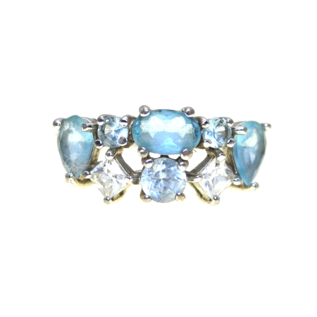 Inele argint - Inel argint vintage,  Aquamarine si Diamond CZ