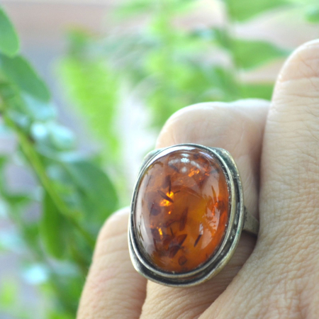 Inel argint vintage, chihlimbar natural, atelier german A Vintage Collection [2]