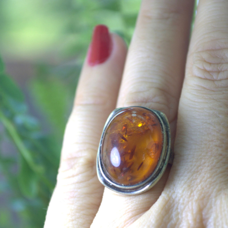 Inel argint vintage, chihlimbar natural, atelier german A Vintage Collection [3]