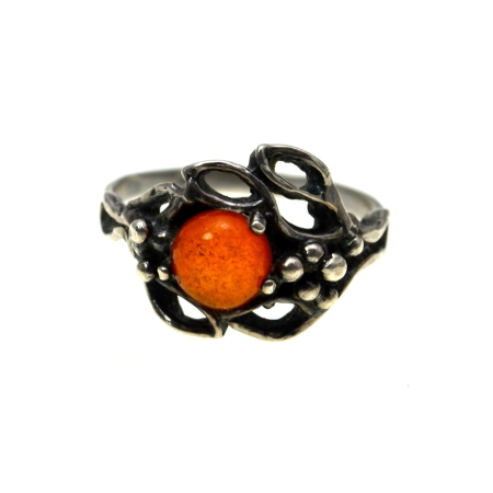 Inele argint - Inel argint vintage chihlimbar natural design Biomorphic