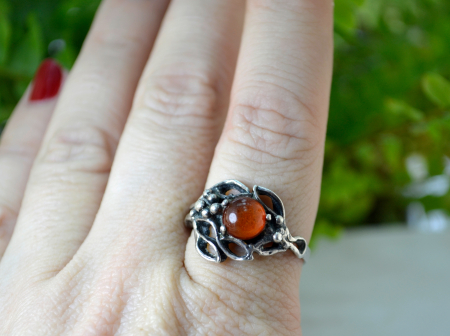 Inel argint vintage chihlimbar natural design Biomorphic [1]