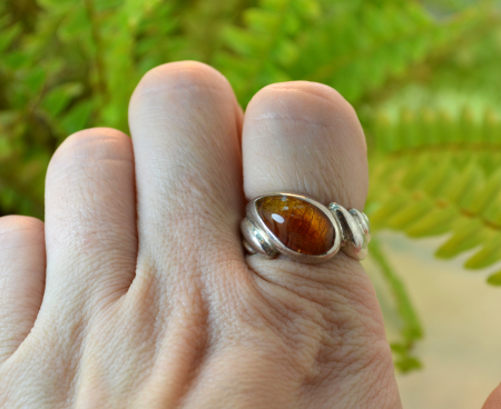 Inel argint vintage, chihlimbar natural, design scandinav [3]