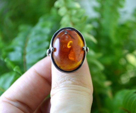 Inel argint vintage, chihlimbar natural Marea Baltica [3]