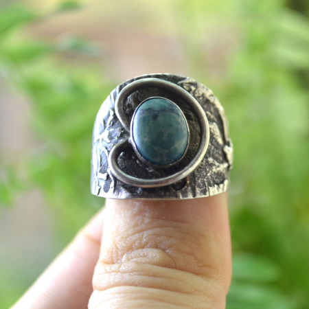Inel argint vintage cu Chrysocolla, designer scandinav A Vintage Collection [4]