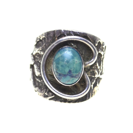 REDUCERI - Inel argint vintage cu Chrysocolla, designer scandinav A Vintage Collection