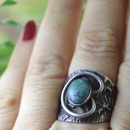 Inel argint vintage cu Chrysocolla, designer scandinav A Vintage Collection [1]