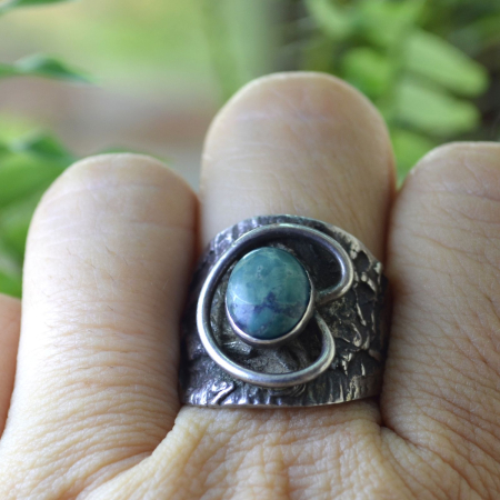 Inel argint vintage cu Chrysocolla, designer scandinav A Vintage Collection [3]