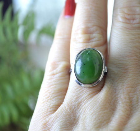 Inel argint vintage cu jad nefrit design scandinav A Vintage Collection [2]