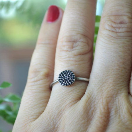 Inel argint vintage Daisy, Black CZ A Vintage Collection [1]
