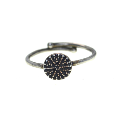 Inele argint - Inel argint vintage Daisy, Black CZ A Vintage Collection